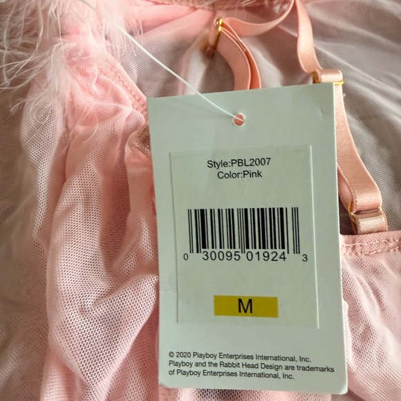PLAYBOY x Yandy Pink Feathered Thong Lingerie Size M - Picture 6 of 8